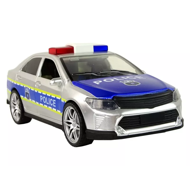 LEAN TOYS Polizeiauto 1:14 Reibungsantrieb Sounds Licht Silber