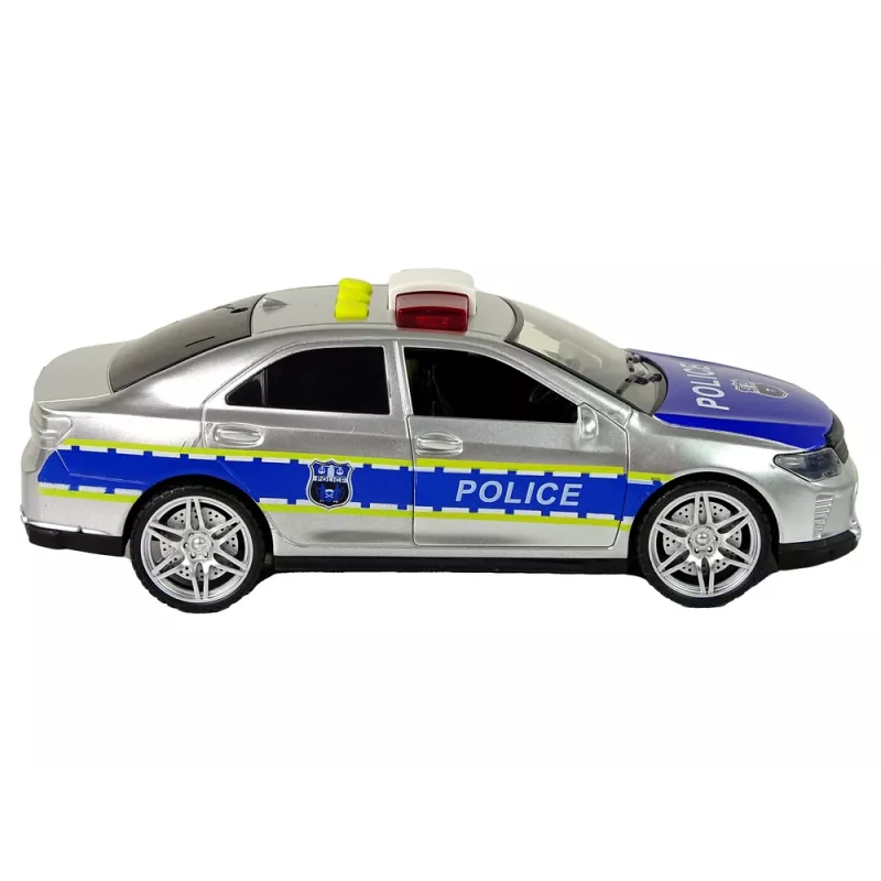 LEAN TOYS Polizeiauto 1:14 Reibungsantrieb Sounds Licht Silber