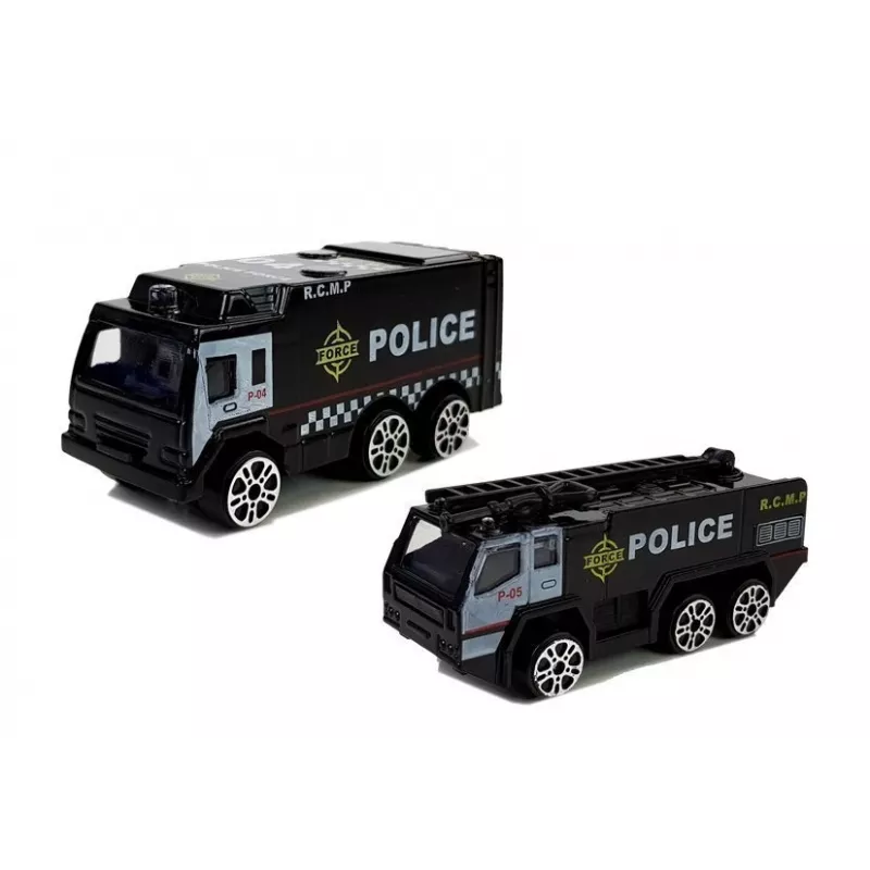 LEAN TOYS Polizei-Faltflugzeug mit Autos 1:64 mit Licht und Sound