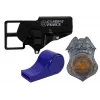 LEAN TOYS Polizei-Set Revolver 20cm Abzeichen Holster Trillerpfeife Sound Lichteffekte