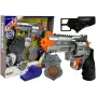 LEAN TOYS Polizei-Set Revolver 20cm Abzeichen Holster Trillerpfeife Sound Lichteffekte