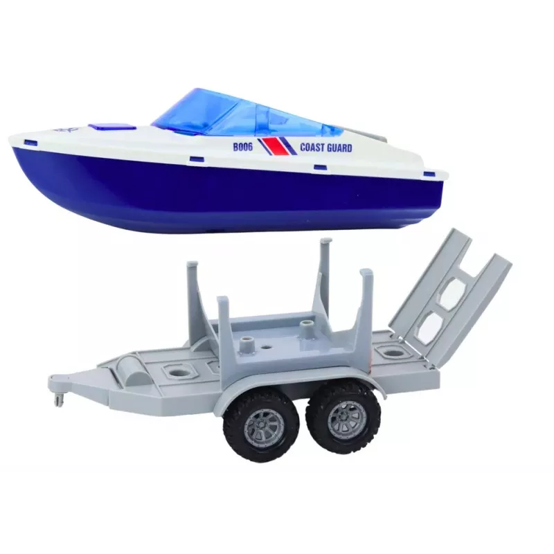 LEAN TOYS Polizei-Quad mit Anhänger und Motorboot