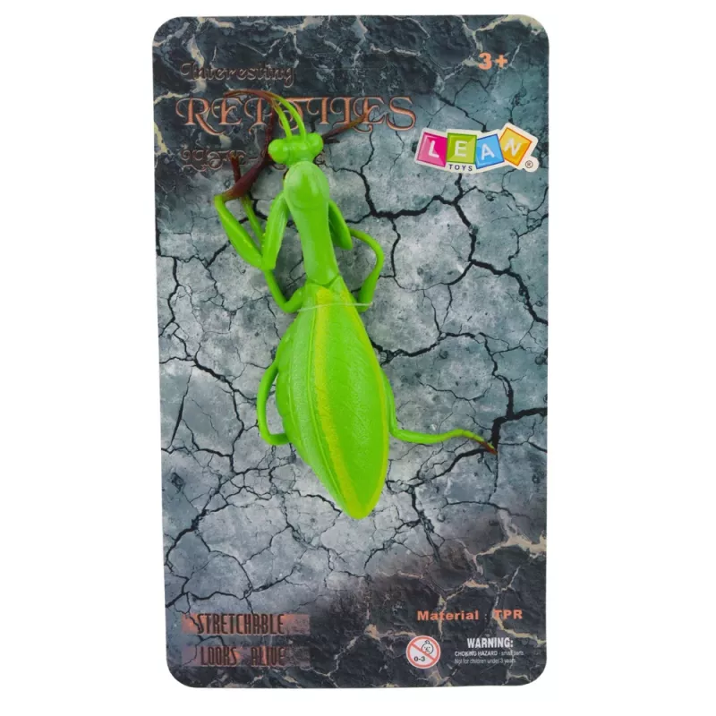 LEAN TOYS Gottesanbeterin Gummi-Figur dehnbar realistisch grün 18 cm