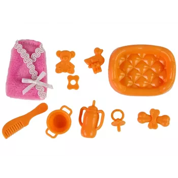 LEAN TOYS Schwangere Babypuppe mit langen Haaren und Zubehör
