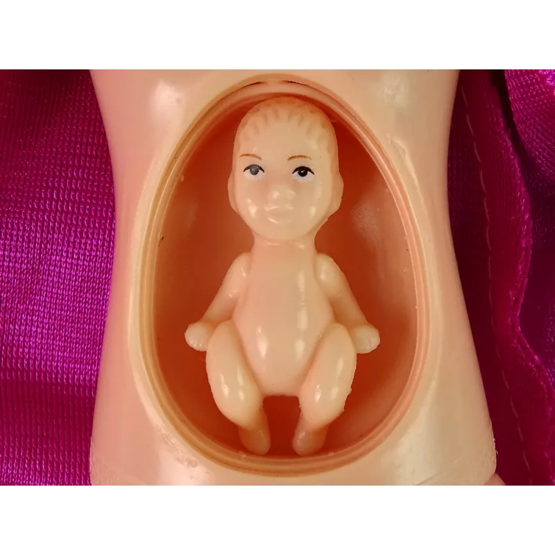 LEAN TOYS Schwangere Babypuppe mit langen Haaren und Zubehör