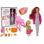 LEAN TOYS Schwangere Babypuppe mit langen Haaren und Zubehör