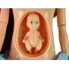 LEAN TOYS Schwangere Mama Babypuppe mit Öffnungsbauch und blauem Kleid 30 cm