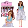 LEAN TOYS Schwangere Mama Babypuppe mit Öffnungsbauch und blauem Kleid 30 cm