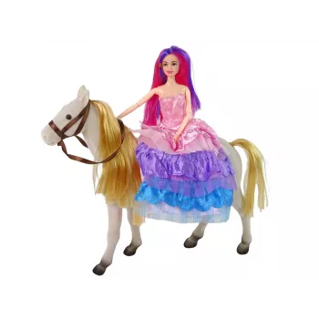 LEAN TOYS Prinzessinnenpuppe mit weißem Pony Figuren Zubehör
