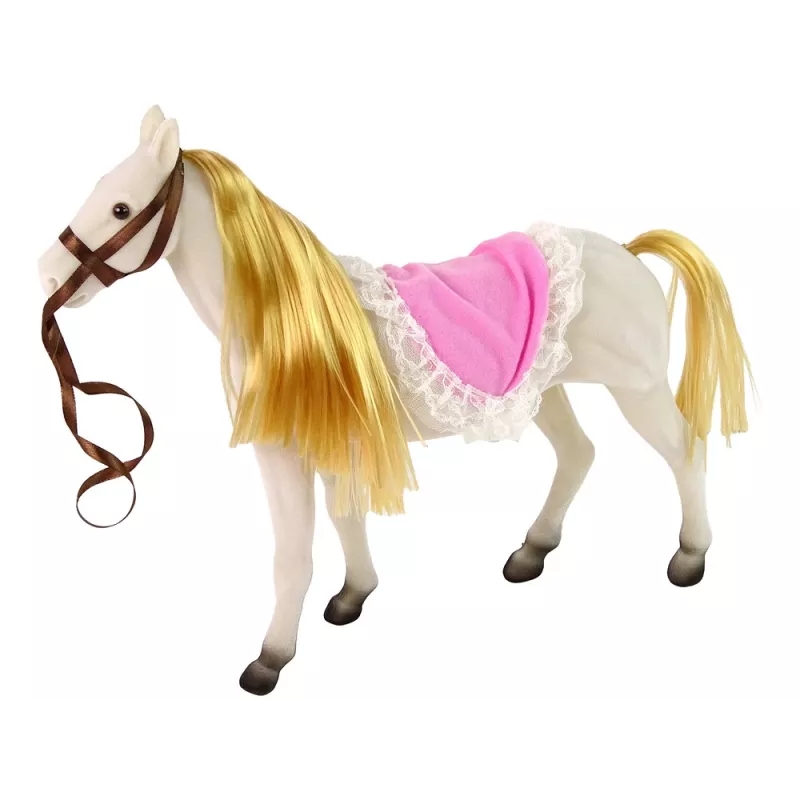 LEAN TOYS Prinzessinnenpuppe mit weißem Pony Figuren Zubehör