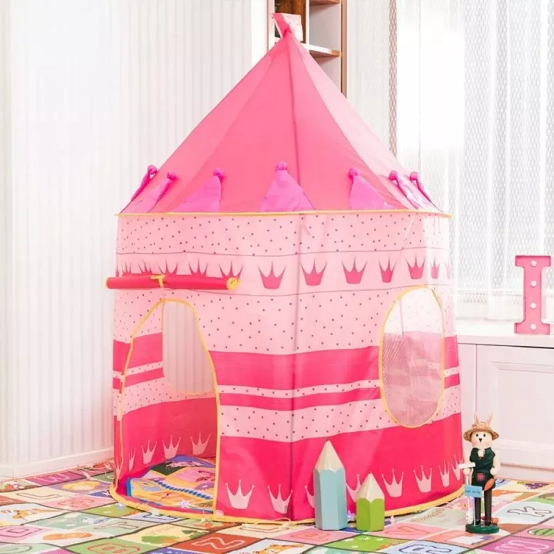 LEAN TOYS Princess Palace Spielzelt für kleine Prinzessinnen Pink 135 x 105 cm
