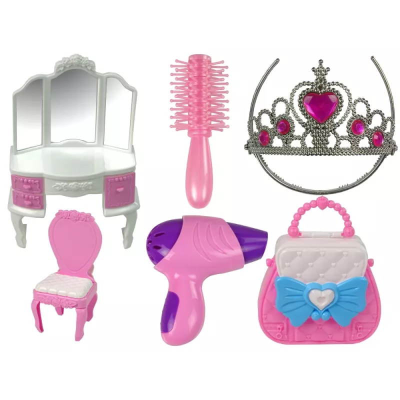 LEAN TOYS Prinzessinnen-Zelt für Kinder, Beauty-Salon, Rosa, Zubehör, Krone