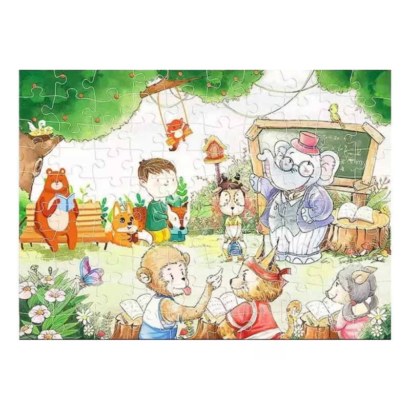 LEAN TOYS Puzzle School for Animals 100 Teile