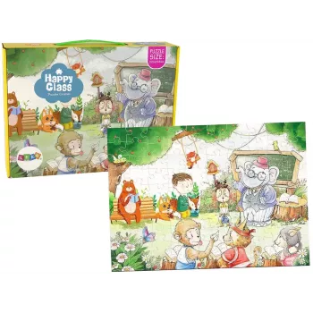 LEAN TOYS Puzzle School for Animals 100 Teile