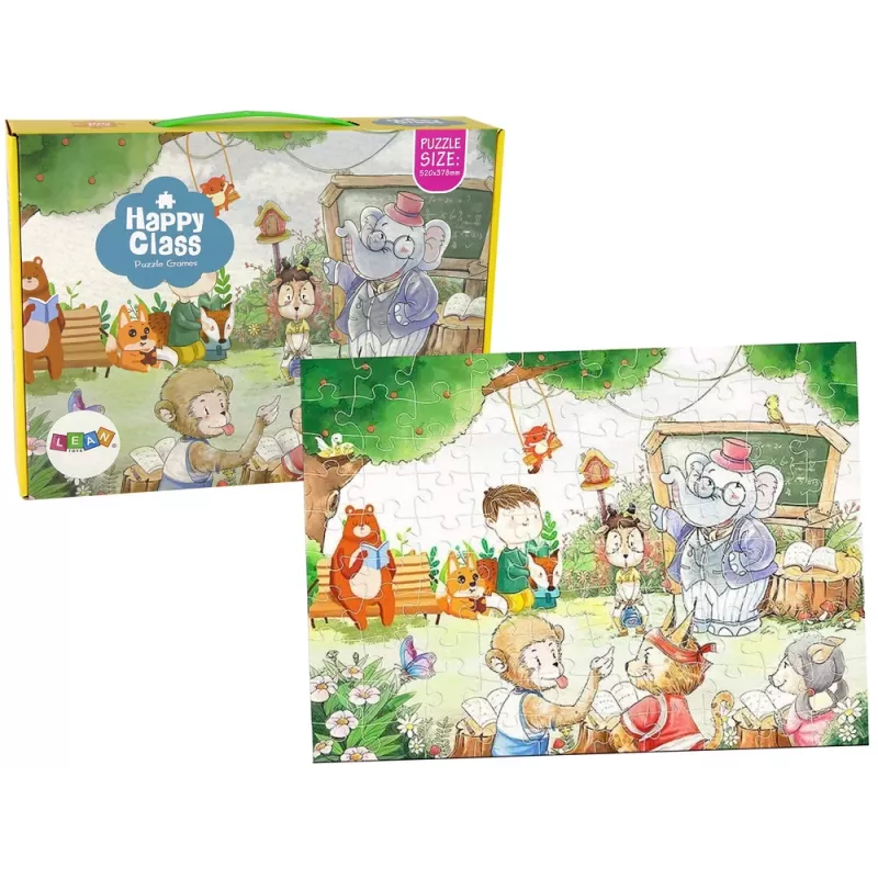 LEAN TOYS Puzzle School for Animals 100 Teile