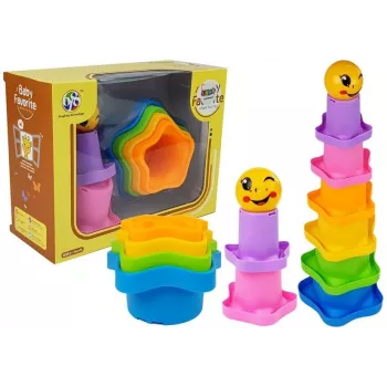 LEAN TOYS Pyramidenbecher für Babys Asterisks