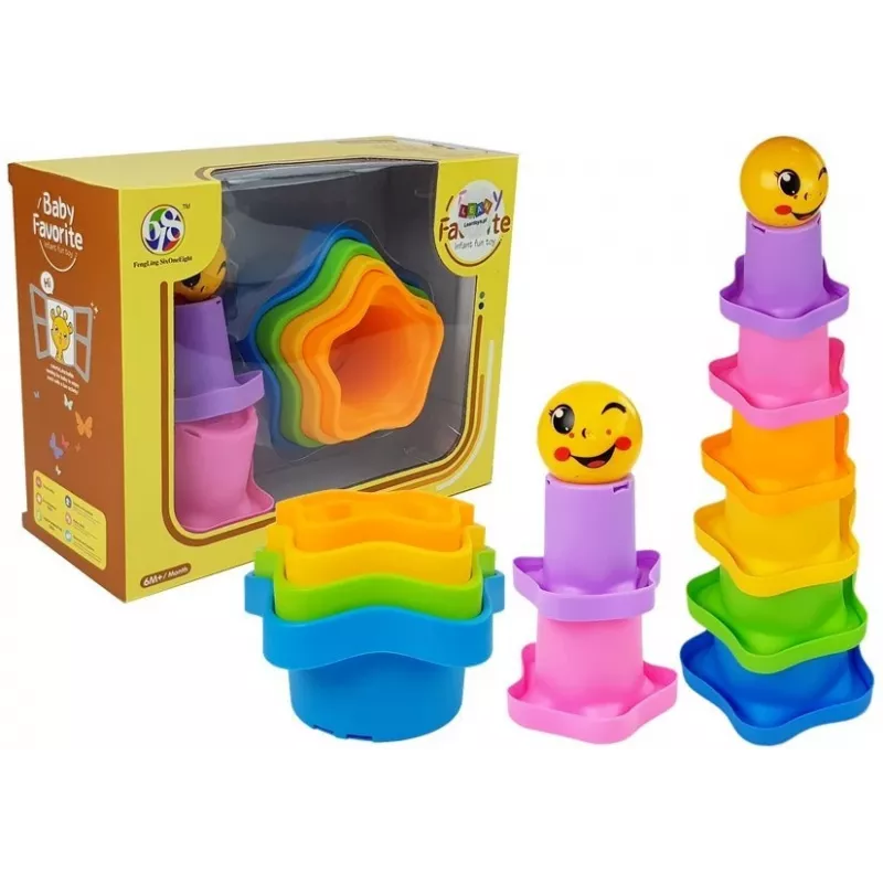 LEAN TOYS Pyramidenbecher für Babys Asterisks