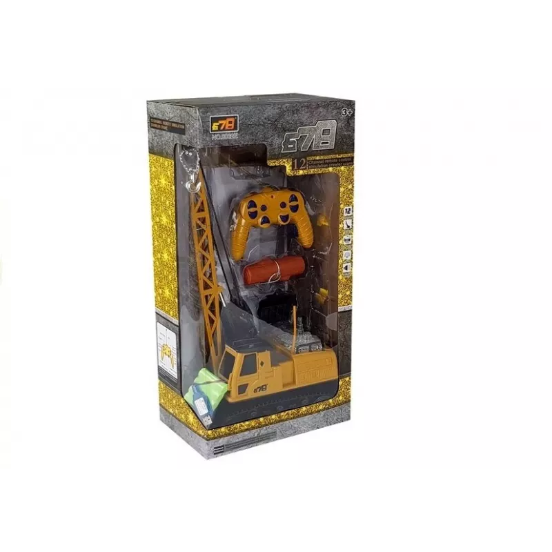 LEAN TOYS R/C Kran mit bewegbarem Arm und Lichtern