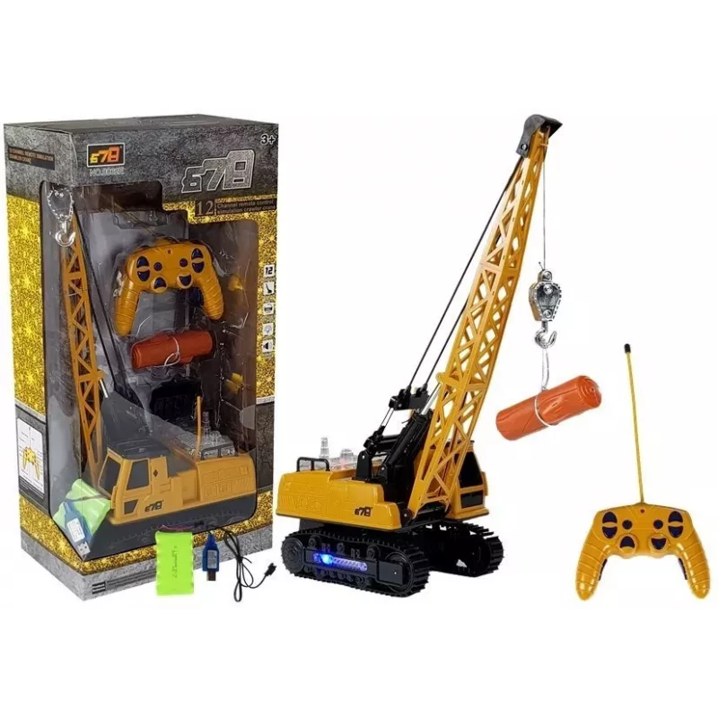 LEAN TOYS R/C Kran mit bewegbarem Arm und Lichtern