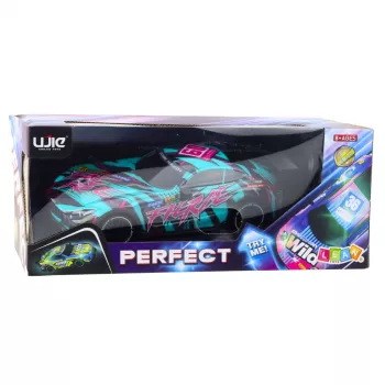 LEAN TOYS RC-Rennauto mit beleuchteter türkiser Karosserie, Maßstab 1:16, 2,4 GHz Fernsteuerung