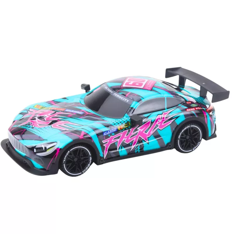 LEAN TOYS RC-Rennauto mit beleuchteter türkiser Karosserie, Maßstab 1:16, 2,4 GHz Fernsteuerung