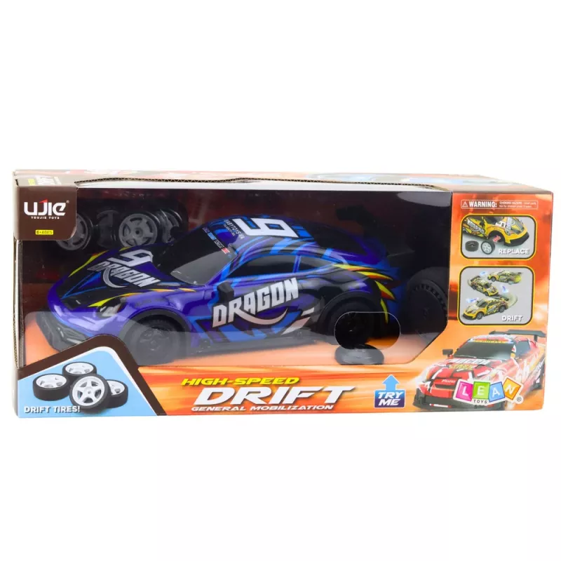 LEAN TOYS RC Sportwagen mit beleuchteter Drift-Karosserie, Blau 1:16 4WD 2,4GHz