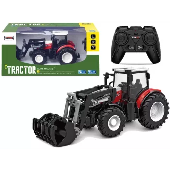 LEAN TOYS Roter ferngesteuerter Traktor 2.4G beweglicher Schaufel 1:24