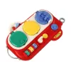 LEAN TOYS Rotes sensorisches Lernbrett für Kinder - 12 Aktivitäten Holz-Busy-Board