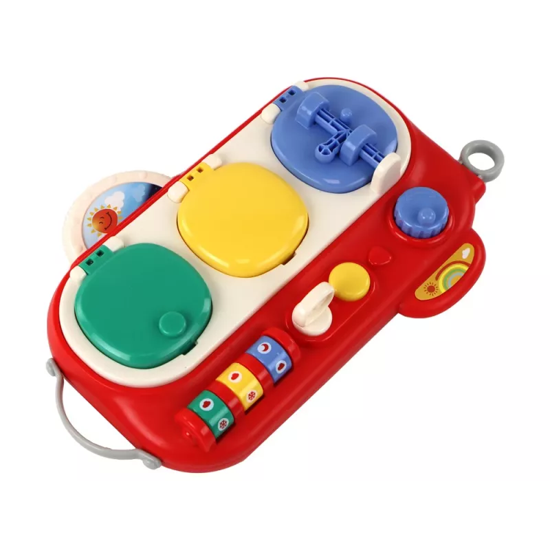 LEAN TOYS Rotes sensorisches Lernbrett für Kinder - 12 Aktivitäten Holz-Busy-Board