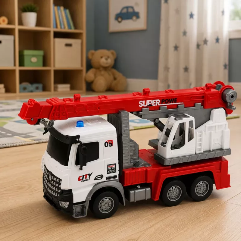 LEAN TOYS Fernbedienung Krankenwagen RC Beweglicher Drehkran 1:14