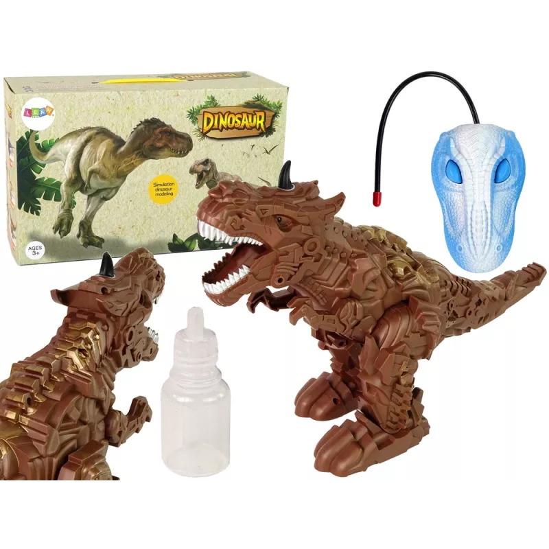 LEAN TOYS Fernbedienung Dinosaurier Dampfprojektor Braun