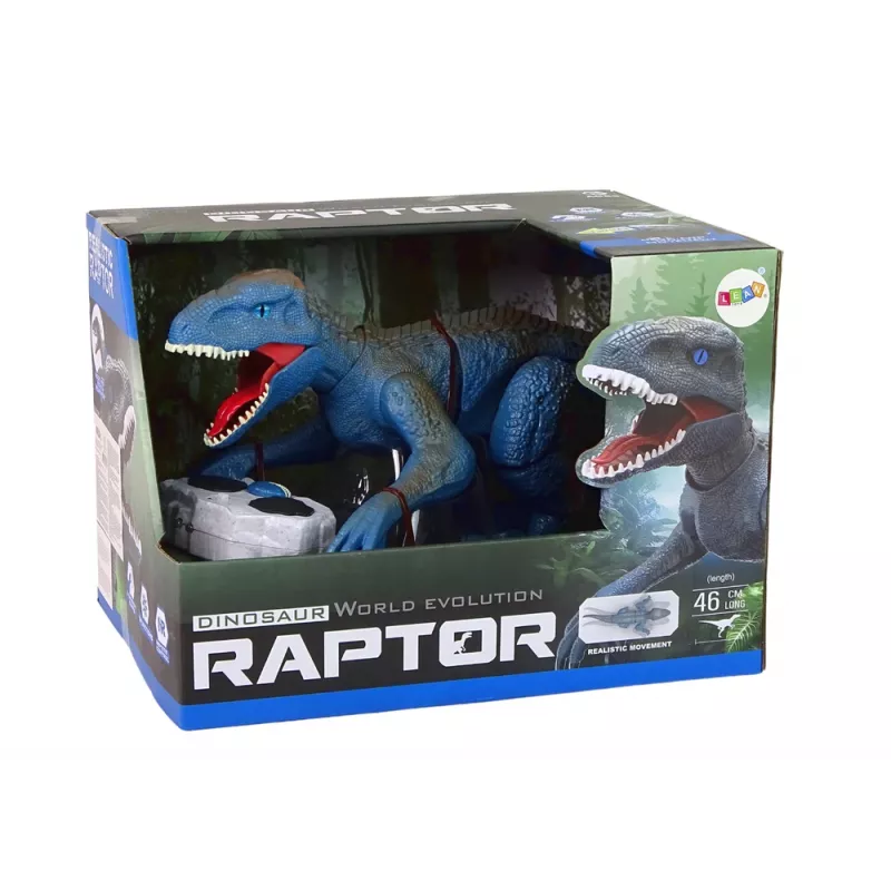 LEAN TOYS ferngesteuerter Dinosaurier Velociraptor mit Sound und Brüllen, Blau