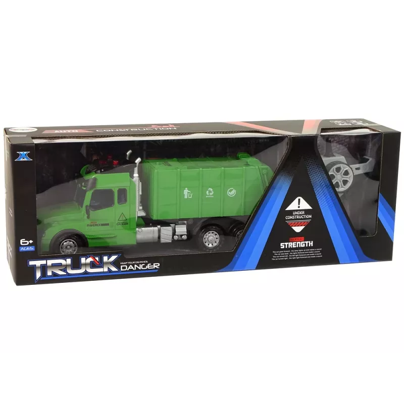LEAN TOYS Müllwagen Pilot ferngesteuert 2.4G Lichter Geräusche Grün