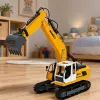 LEAN TOYS ferngesteuerter RC Crawler Bagger mit Licht und Sound Gelb 1:16