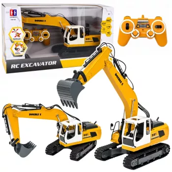 LEAN TOYS ferngesteuerter RC Crawler Bagger mit Licht und Sound Gelb 1:16
