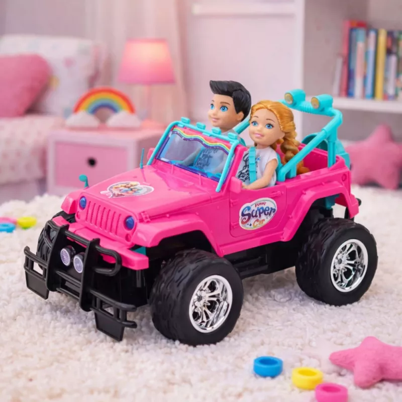 LEAN TOYS ferngesteuertes Off-Road-Auto mit Puppen Pink 1:16