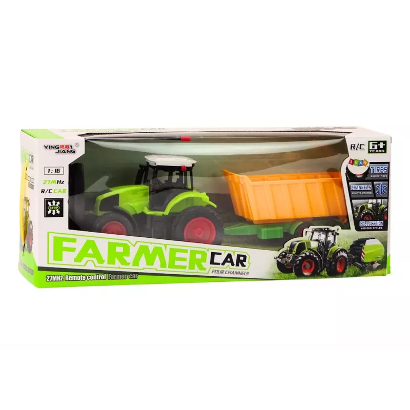 LEAN TOYS Ferngesteuerter Traktor mit Anhänger RC 1:16 Grün