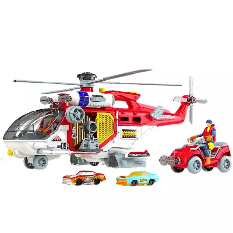 LEAN TOYS Rettungshubschrauber Multifunktions-Zubehör mit Licht- und Soundeffekten