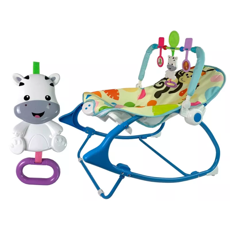 LEAN TOYS Rocking Chair 2in1 Blue Zebra Sounds Vibration
