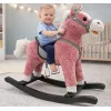 LEAN TOYS Schaukelpferd mit Sattel, Fußschaukel, Geräuschen, Pink, 74 cm