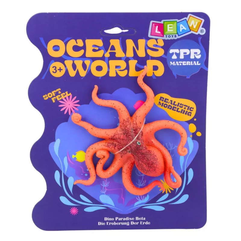 LEAN TOYS Gummi-Oktopus-Figur dehnbar realistisches Meerestier 12cm