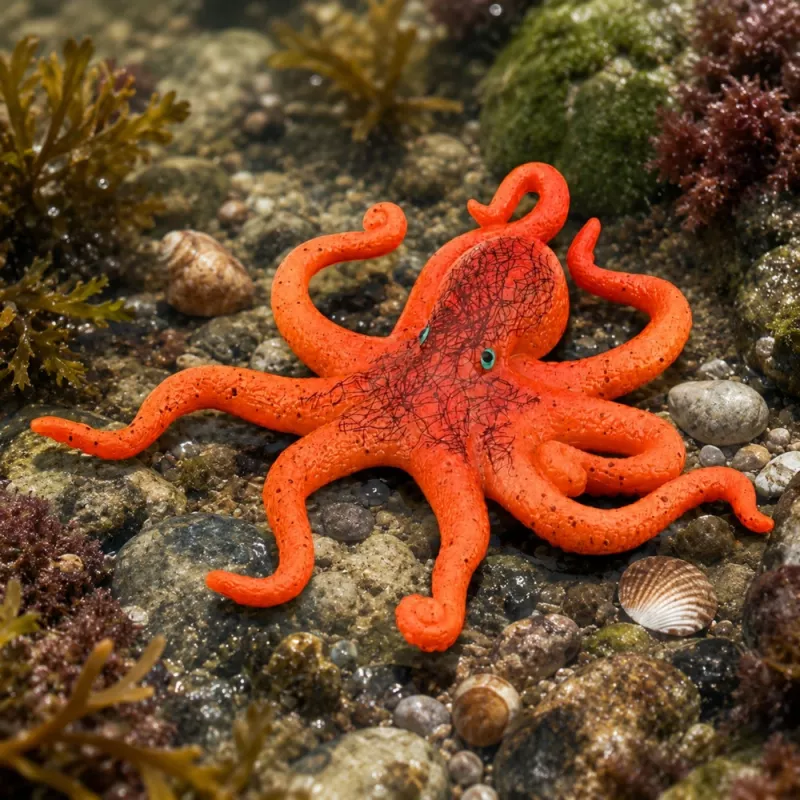 LEAN TOYS Gummi-Oktopus-Figur dehnbar realistisches Meerestier 12cm
