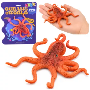 LEAN TOYS Gummi-Oktopus-Figur dehnbar realistisches Meerestier 12cm