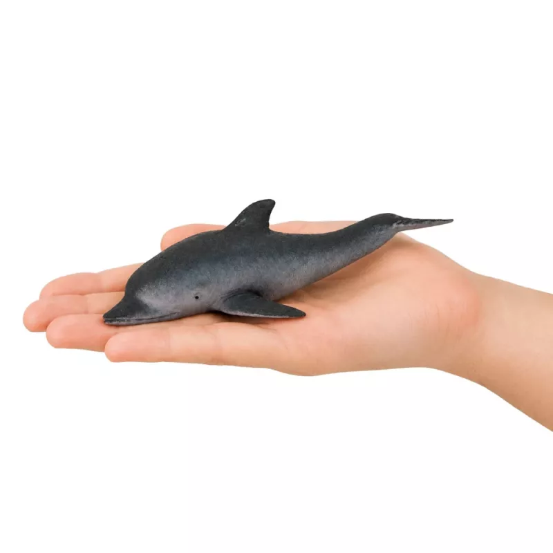 LEAN TOYS Gummi-Delfin Figur, weich und realistisch, TPR, dunkelgrau, 17,5 cm
