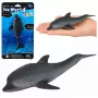 LEAN TOYS Gummi-Delfin Figur, weich und realistisch, TPR, dunkelgrau, 17,5 cm