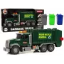 LEAN TOYS Müllwagen mit Behältern Dunkelgrün mit Geräuschen und Licht
