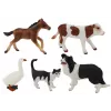LEAN TOYS Figuren-Set Landtiere 5-teilig Pferd Kuh Katze Gans Hund
