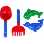 LEAN TOYS Sandzubehör 4-teiliges Sandspielzeug-Set – Schaufel, Rechen, 2 Förmchen, robustes Plastik, ab 12 Monaten