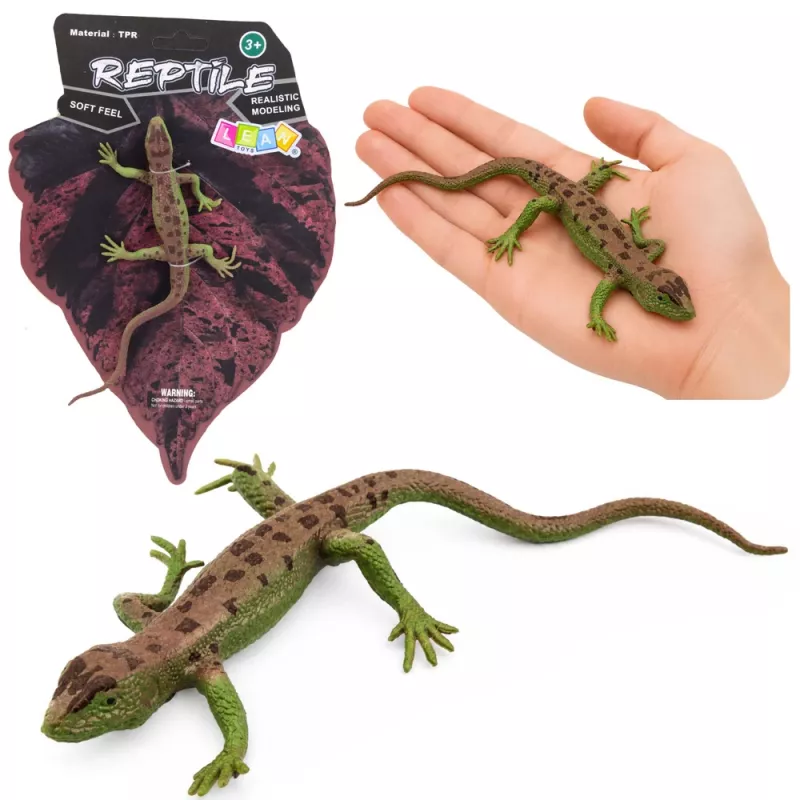 LEAN TOYS Sand Lizard Rubber Figure Stretchable Realistic 15 cm