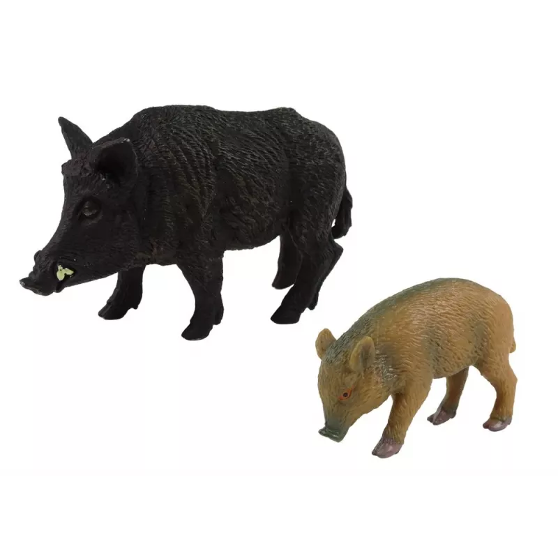 LEAN TOYS Set aus 2 Wildschwein mit Jungtier Figuren Serie Waldtiere